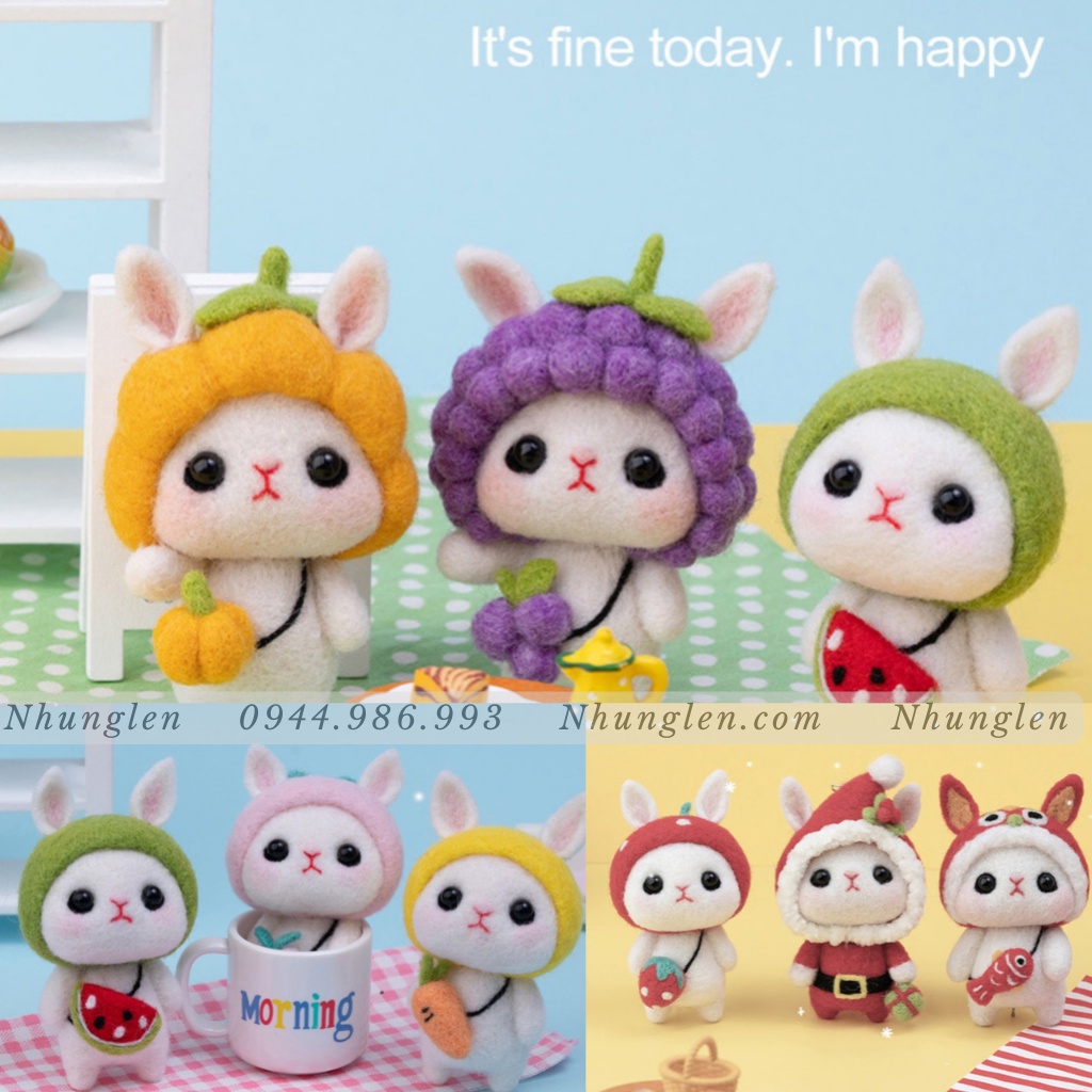 Bộ Len Chọc Có Hướng Dẫn THỎ THẬT THÀ - Neele felting Rabit, handmade