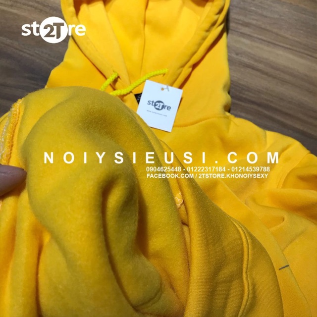 Áo hoodie unisex 2T Store H16 màu vàng hoa Mai - Áo khoác nỉ chui đầu nón 2 lớp dày dặn đẹp chất lượng