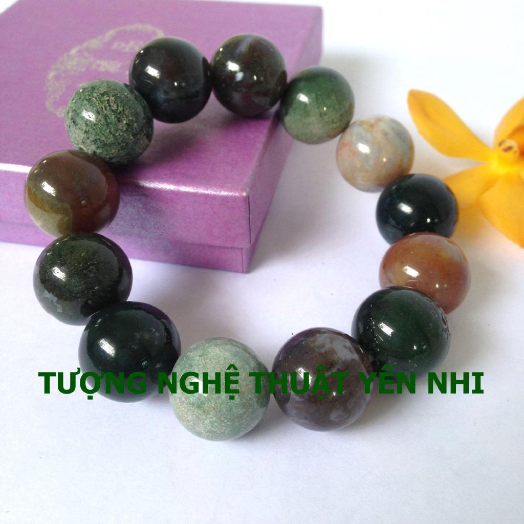 Vòng tay đá phong thủy Canxedon thiên nhiên size hạt 16mm