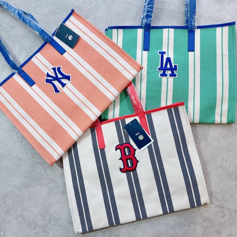 Túi tote MLB Canvas Sọc chính hãng