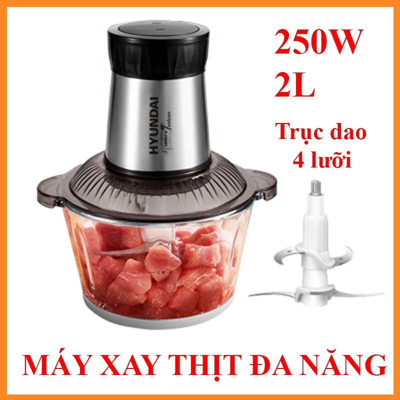 Máy xay thịt tôm cua cá rau củ 2 lưỡi kép, 2 tốc độ, an toàn chống đổ và chống giật, thố thủy tinh dày 1cm