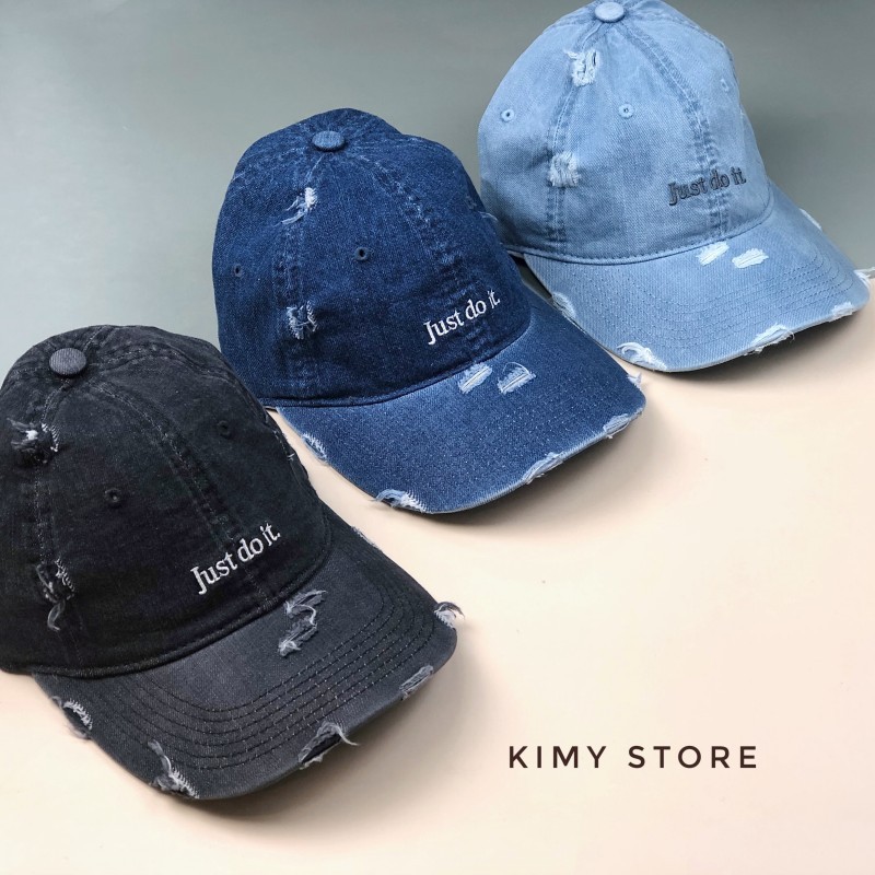 Mũ lưỡi trai vải jeans xước, nón kết vải jeans xước cá tính unisex - Kimy Store