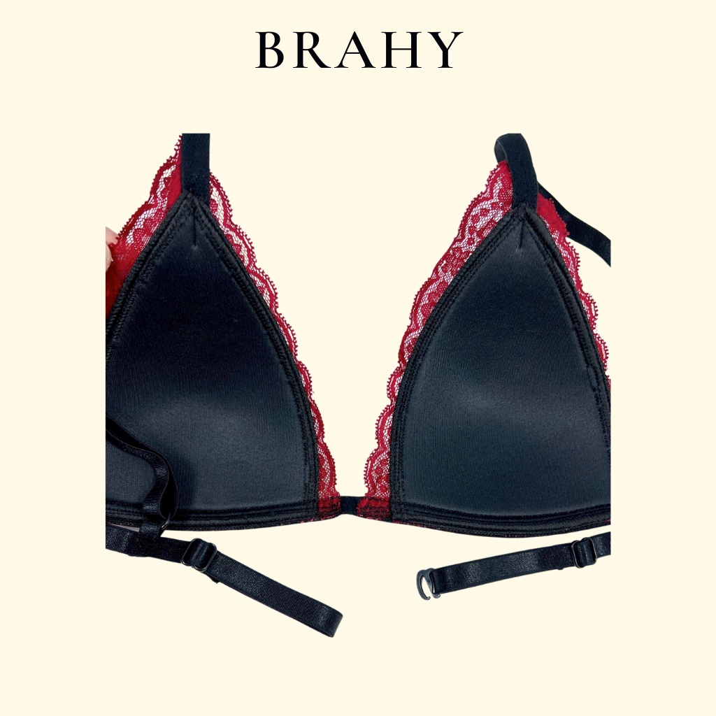 Bộ đồ lót nữ đỏ họa tiết có mút mỏng hàng thiết kế cao cấp BRAHY 038