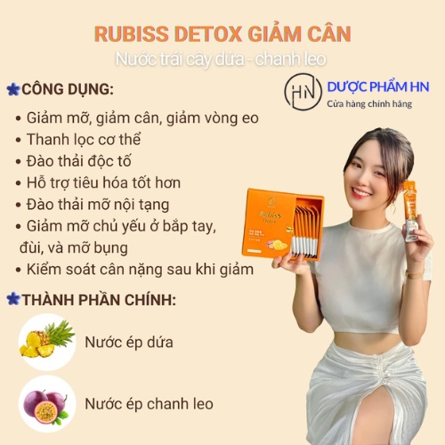 Giảm cân Rubiss detox nước dứa chanh leo, giảm mỡ, giảm vòng 2 cấp tốc, duocphamhn92