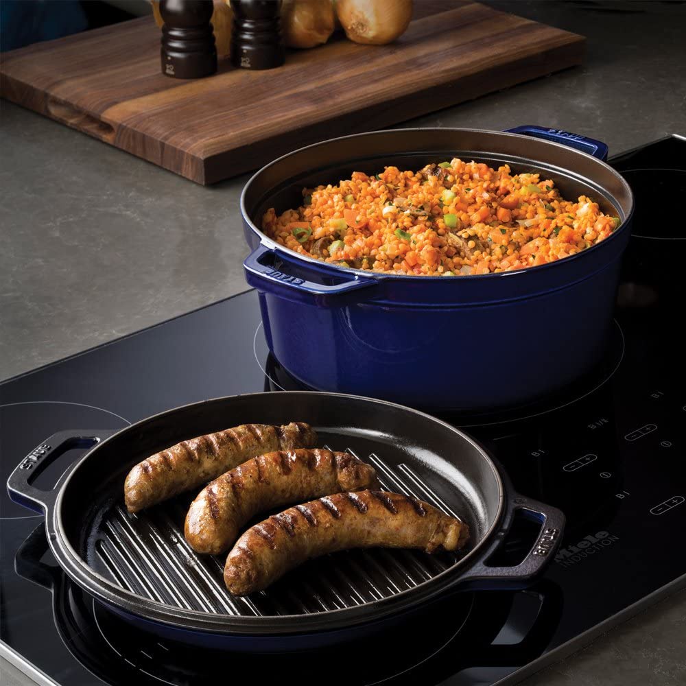 NỒI CHẢO GANG STAUB 2 TRONG 1, 30CM, MÀU XANH ĐẬM