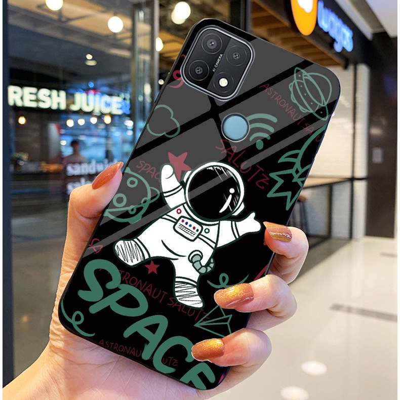 Ốp Lưng OPPO A15/A15s Ốp kính bóng cao cấp Phi Hành Gia