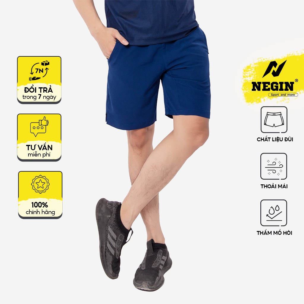 Quần Đùi Nam Thể Thao Chính Hãng NEGIN Thiết Kế Đơn Giản Basic, Chất Liệu Vải Đũi Cao Cấp Mát Mẻ Thông Thoáng QN109M