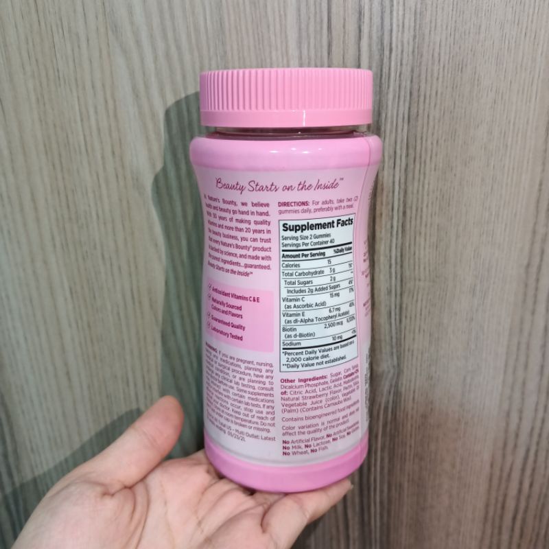 Kẹo tóc, móng, da Nature's Bounty vị dâu 80 viên Date 2023