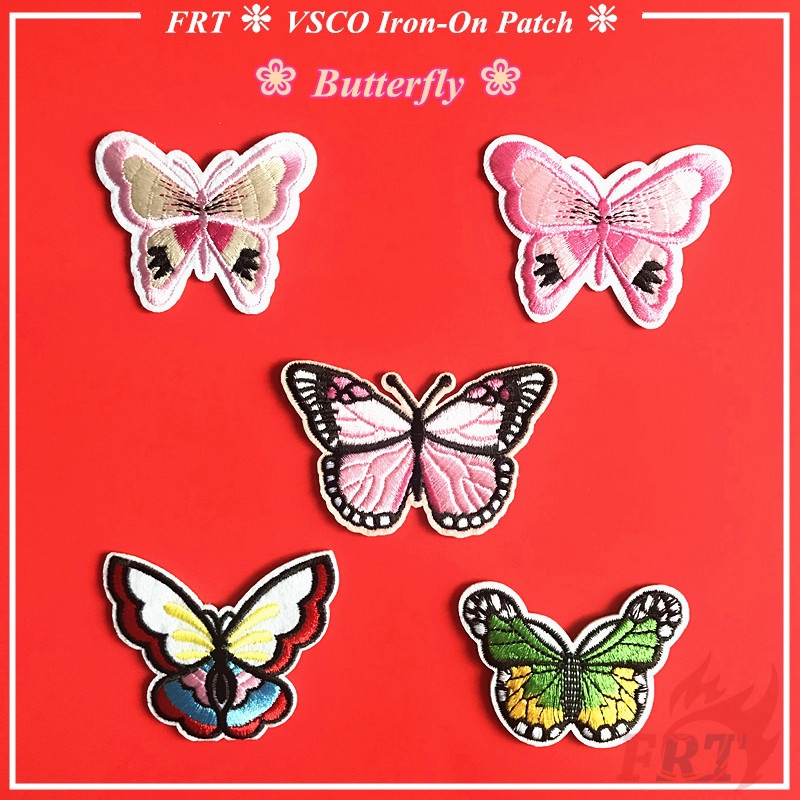 Set 1 / 5 Miếng Vá Ủi Thêu Họa Tiết Cánh Bướm Xinh Xắn