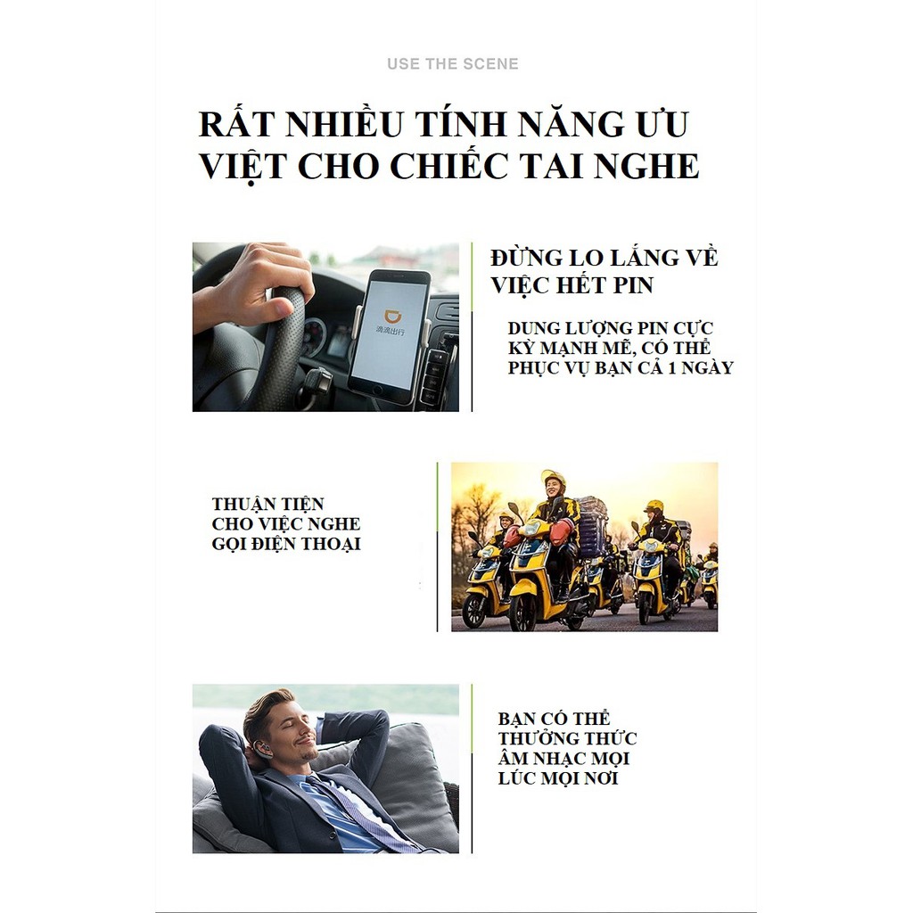 Tai nghe bluetooth M11,  Tai nghe không dây hỗ trợ Nghe nhạc, Nghe gọi điện thoại cho mọi loại điện thoại