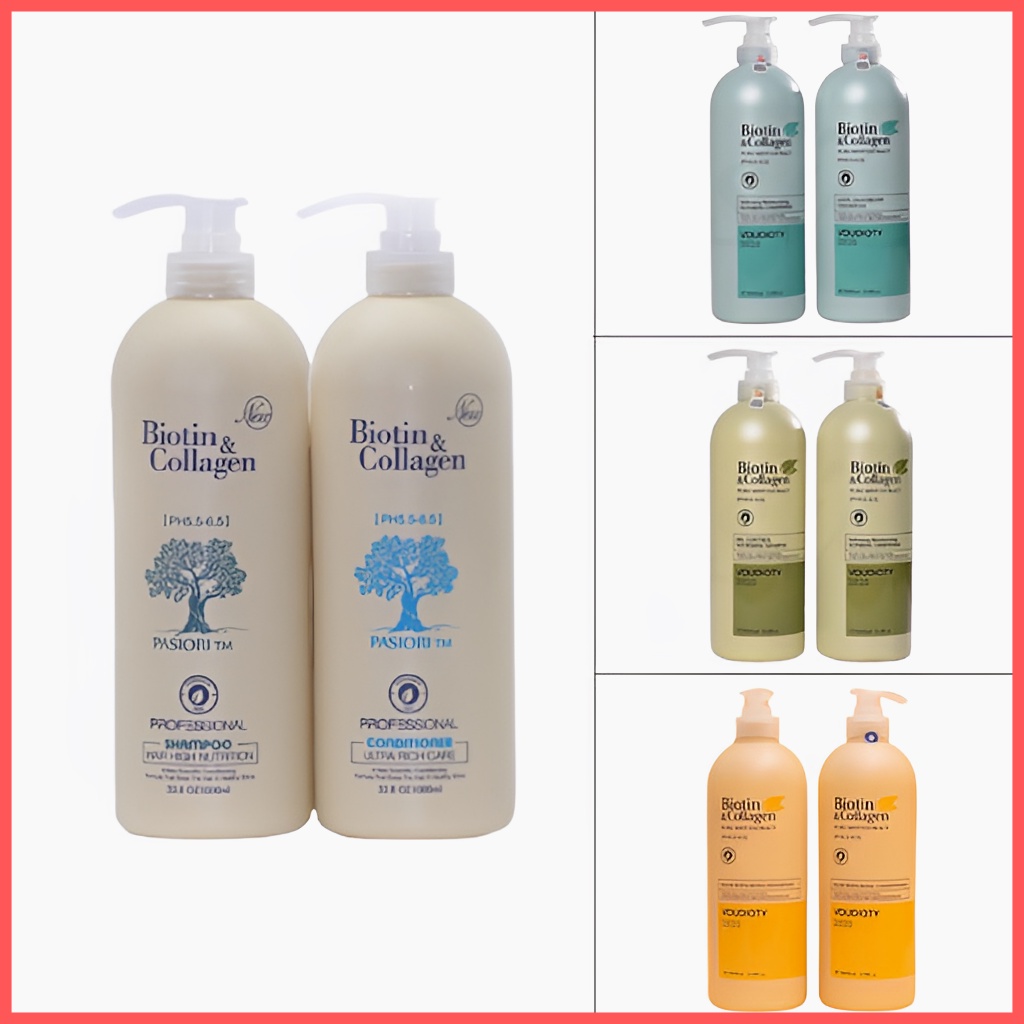 Dầu gội cặp Biotin Collagen Voudioty 1000ml | dầu gội đầu ngăn ngừa rụng tóc, gàu & kiềm dầu, phục hồi hư tô
