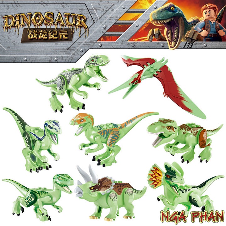 Bộ 8 Khủng Long Rừng Xanh Đồ Chơi Xếp Hình Lắp Ráp Lego YG