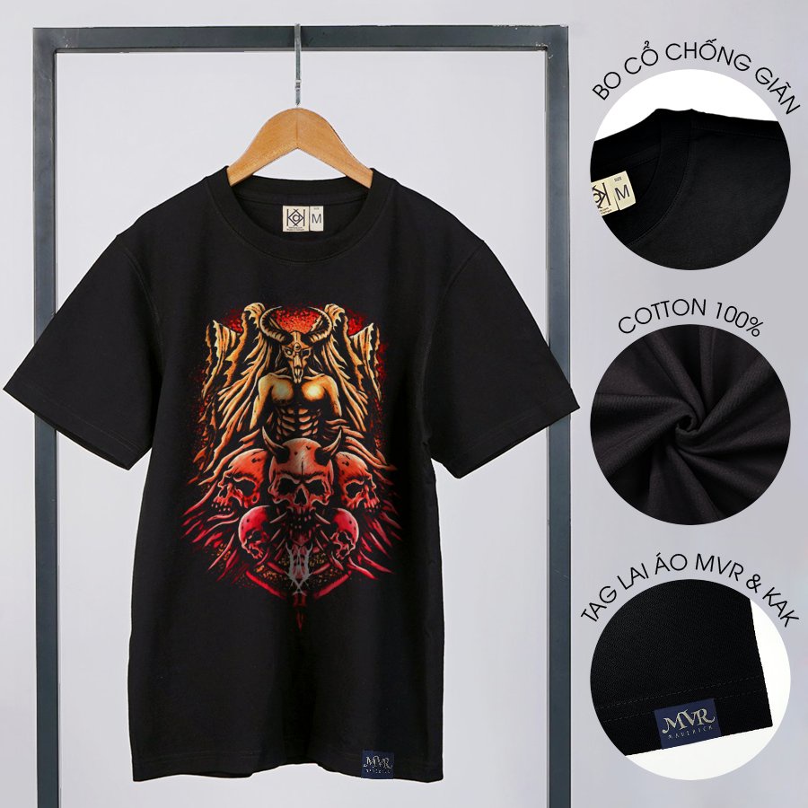 Áo phông nam thun nữ Cotton phom rộng Satan chất lừ mạnh mẽ độc đáo tay lỡ MVR size rộng tee Mỹ BB4340