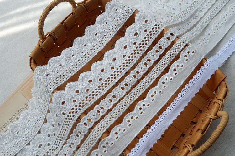 Dây ren cotton thiết kế gợn sóng rỗng cho chân váy/ trang phục trẻ em DIY