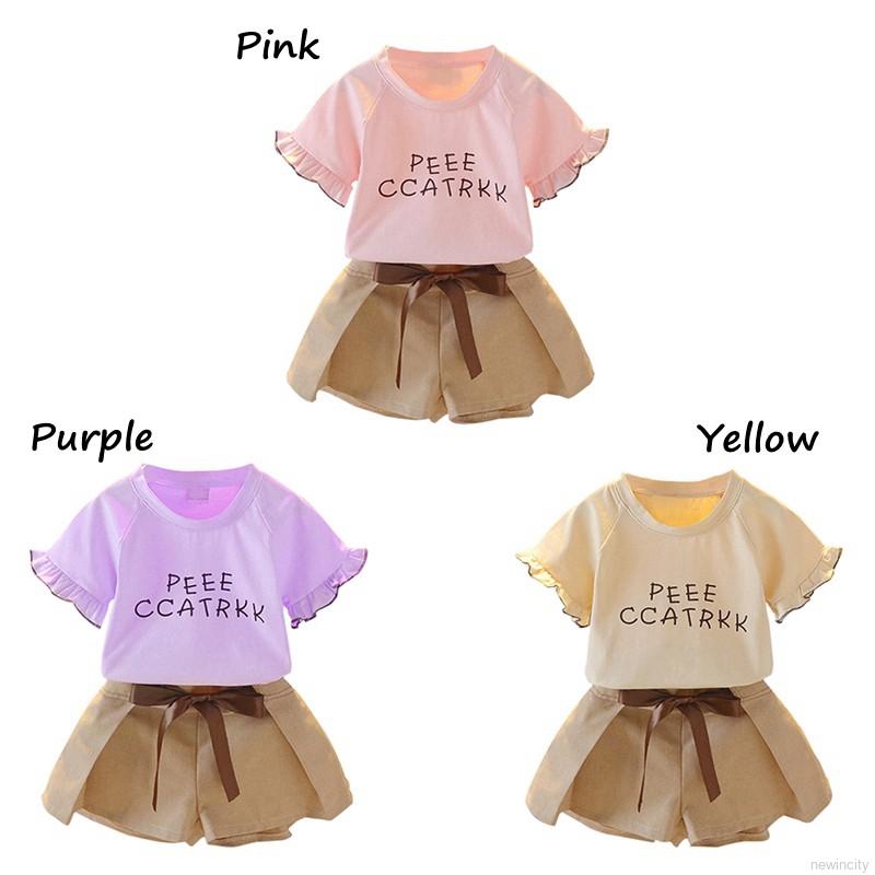 Set áo thun tay ngắn &amp; quần short cho bé gái