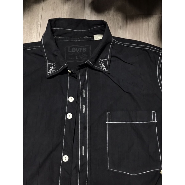 Áo sơ mi dài tay Nam hiệu Lacoste L!VE màu đen phối chỉ nổi size