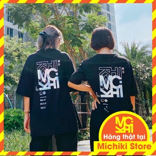 Áo thun tay lỡ Michiki phông unisex nam nữ Cotton oversize form rộng dạ quang - Hàng thiết kế cao cấp (45kg - 110kg)