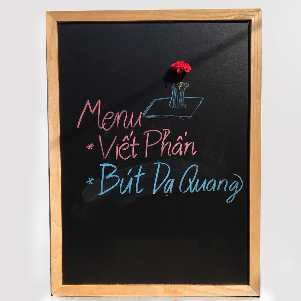 Bảng Menu khung gỗ 50*70 cm ( Tặng kèm bút dạ quang, hộp phấn)