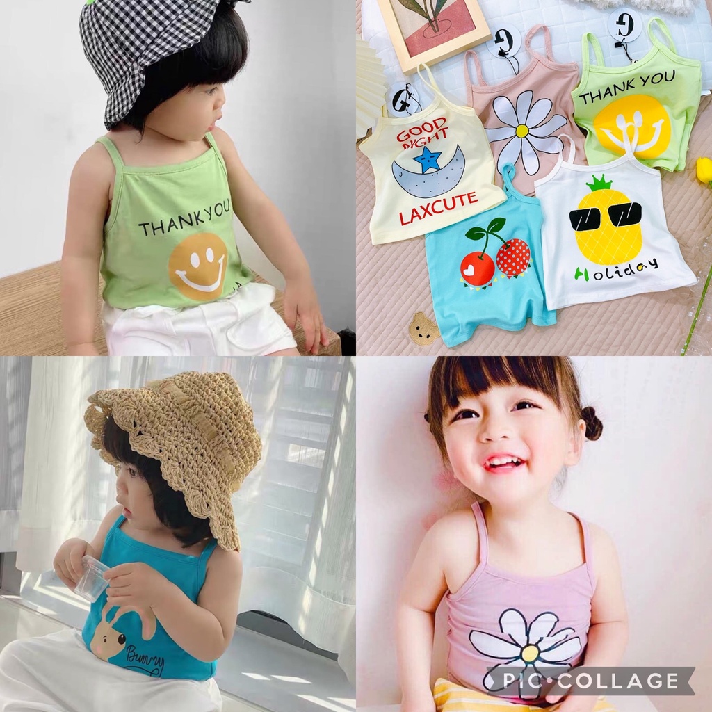 Lyvyshop - (Cotton đẹp) Áo dây bé gái siêu dễ thương cho bé 08kg-26kg (giá 01 áo)