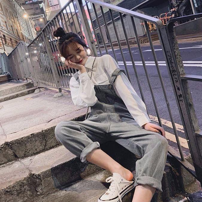 Quần Yếm Denim Dáng Rộng Thời Trang Mùa Hè Hàn Quốc Mới 2022 Dành Cho Nữ