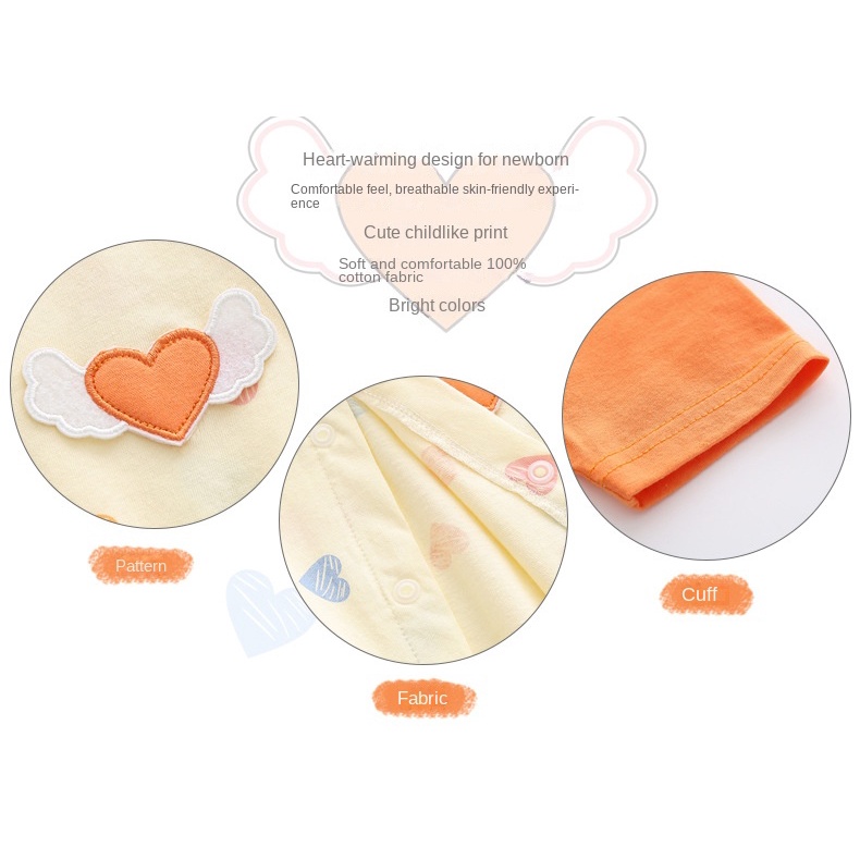 Bộ Áo Liền Quần Bằng Cotton Tay Ngắn Cổ Búp Bê In Hoạt Hình Dành Cho Bé Gái 0-24 Tháng Tuổi