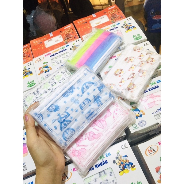 Hộp 50c 🥰 Khẩu Trang Trẻ Em 4 lớp Famapro Nam Anh kháng khuẩn cho bé