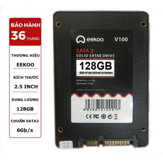 Ổ cứng SSD EEKOO 128GB, 256GB - V100, 2.5inch, SATA III, BH 36T