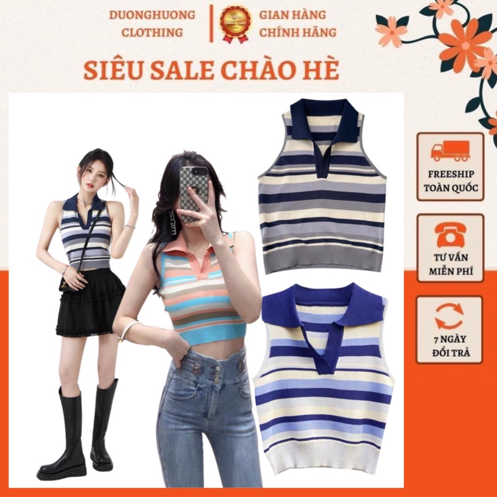 ÁO CROPTOP NỮ KẺ NGANG, ÁO SÁT NÁCH CỔ ĐỨC CHẤT LIỆU LEN MỎNG HÀNG QUẢNG CHÂU CAO CẤP