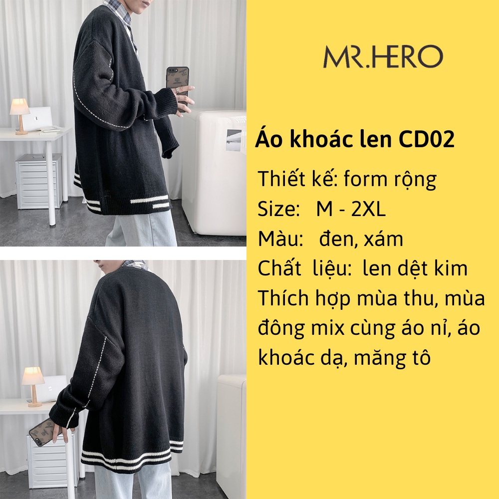 Áo khoác len cardigan CD02 CD06 M.RO dáng ngắn form dáng rộng dài tay gài cúc phong cách Hàn Quốc mùa đông