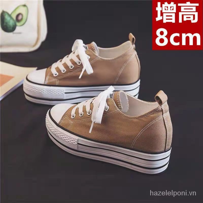 Giày Thể Thao Canvas Đế Xuồng Cao 10cm Thời Trang Thu Đông Cho Nữ 2022