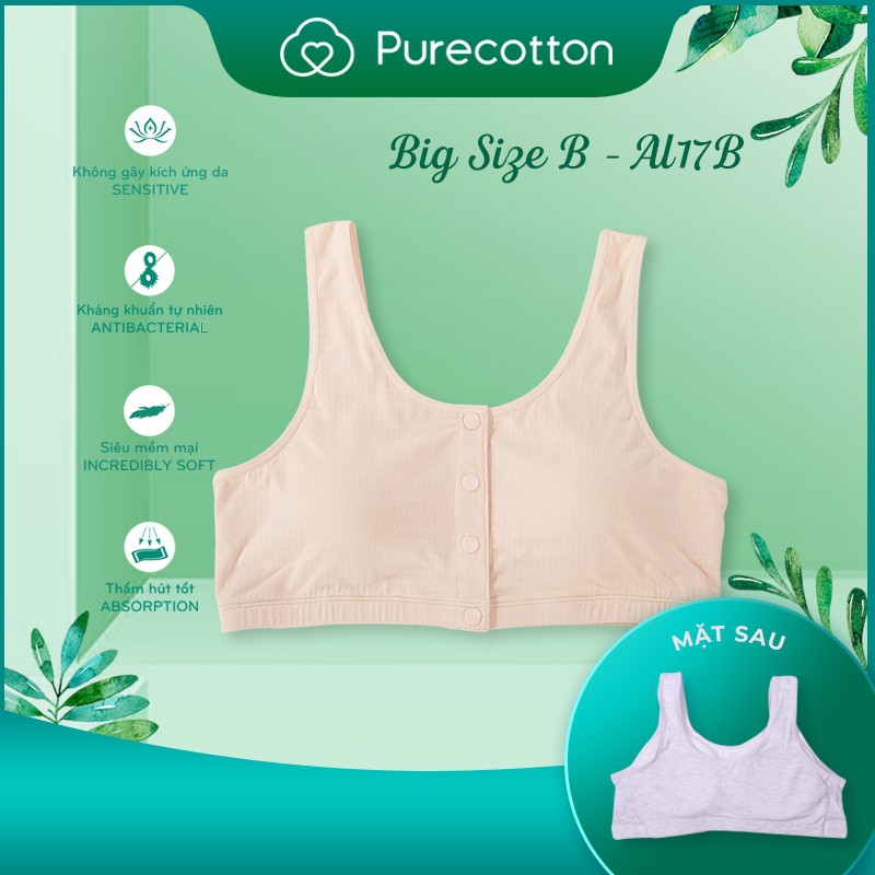 Bộ sưu tập áo lót học sinh Purecotton BIGSIZE cho bé gái mới lớn chất cotton cao cấp dáng áo chui đầu có đệm mỏng PC011