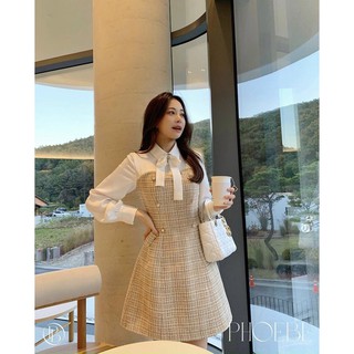 Đầm dạ nơ cổ