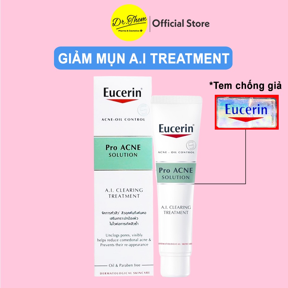 Kem Giảm Mụn và Nhờn Eucerin Pro Acne A.I Clearing Treatment 40ml - Mờ Vết Thâm, Tái Tạo Da, Tinh Chất