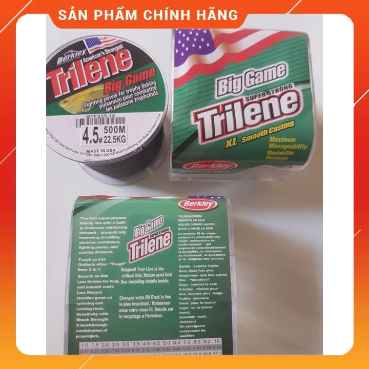 [Mã FAMAYMA giảm 10K đơn 50K] [Xả Kho] Cước Câu Cá MỸ TRILENE Big Game 500m Đủ Size Siêu Biền Chống sờn