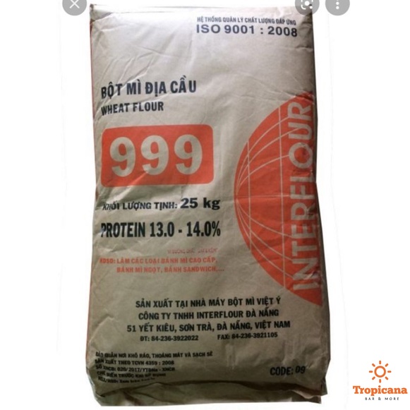 Bột mì cao cấp Interflour Đ.Ị.A C.Ầ.U 999 - Bột mì số 13 - 1kg (Lấy từ bao 25kg)