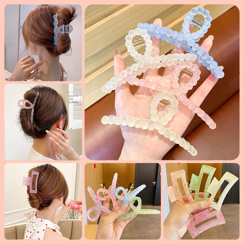 Kẹp Bấu Tóc Trong Suốt Kiểu Hàn Quốc Ngọt Ngào Với 24 Mẫu Tùy Chọn Khác Nhau