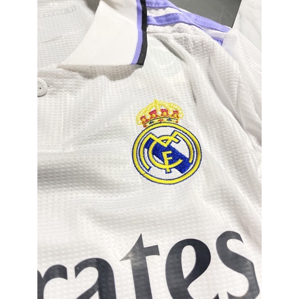 Set Bộ quần áo thể thao bóng đá nam nũ vải gai thái clb real madrid áo trắng quần trắng mùa giải 2022 2023