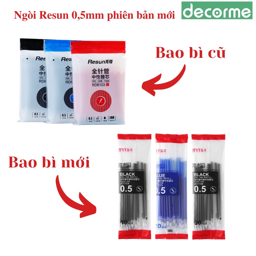 Ngòi Resun Decorme ruột bút gel 0,5mm dùng cho viết gel nắp gài Muji văn phòng phẩm