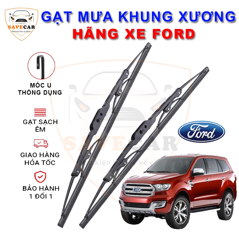 Gạt mưa ô tô, lưỡi gạt mưa xe hơi Silicone khung sắt chắc chắn bền bỉ dễ lắp đặt dùng cho hãng xe Ford