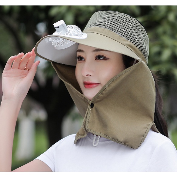 Mũ khẩu trang chống nắng gắn quạt thời trang, nón chống nắng tạo kiểu cao cấp