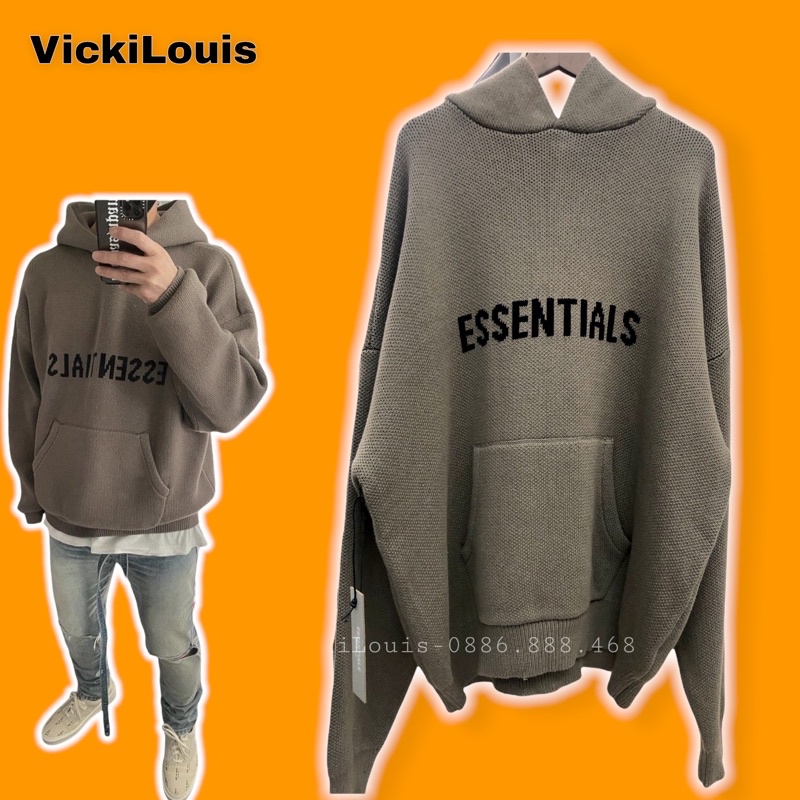 ⚜[Nguyên Bản] Áo hoodie len Fear of God Essentials Knit Taupe, Áo khoác có mũ FOG cao cấp form rộng oversize