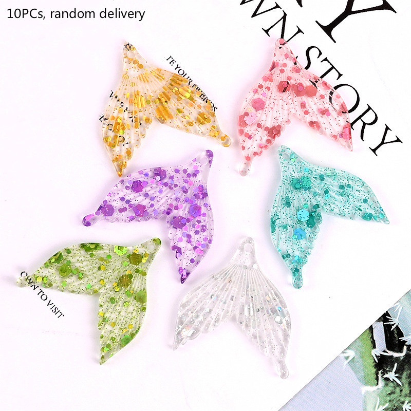 Bộ 10 Đuôi Cá Bằng Nhựa Resin Làm Mặt Vòng cổ/Khuyên Tai/Vòng cổ