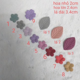 Hoa , lá trang trí , size từ 2cm _3.4cm(10 cái/9k)