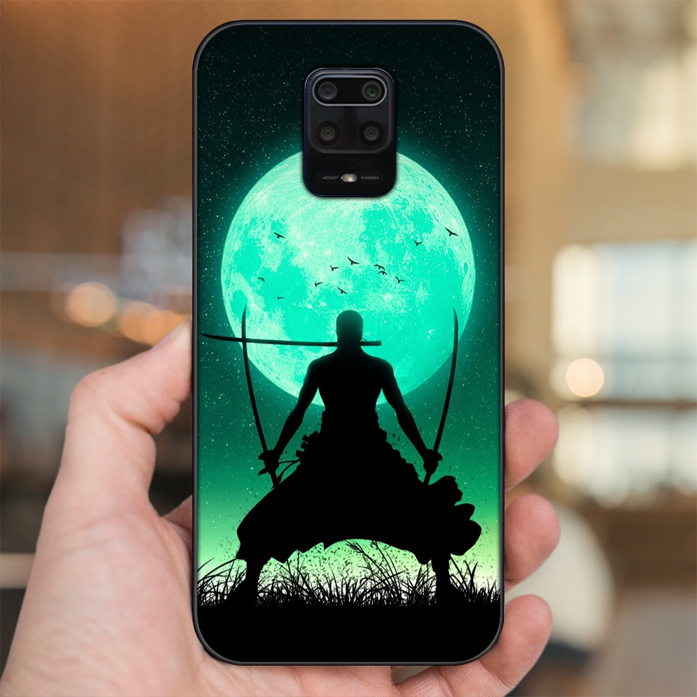 Ốp lưng Xiaomi Redmi Note 9s, Note 9 Pro viền đen in hình Zoro One Piece