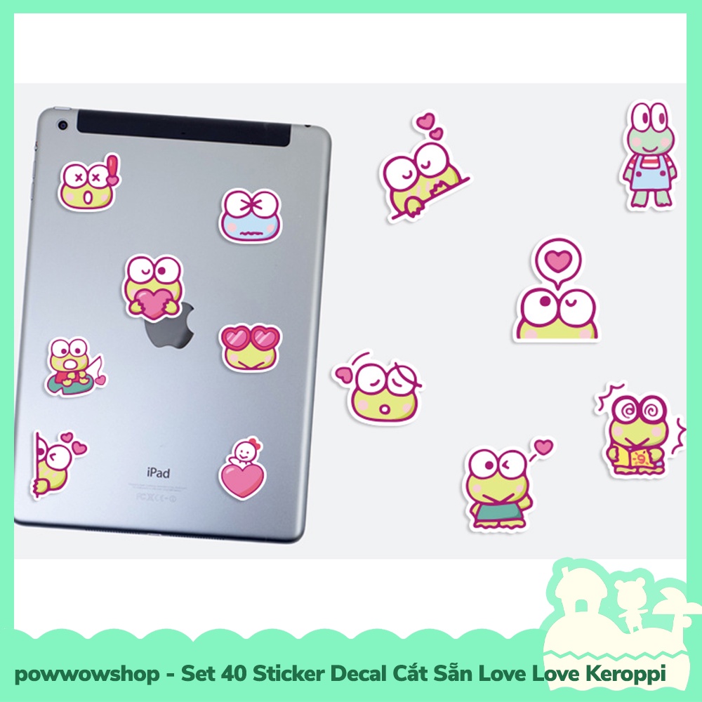 [Sẵn VN - Hỏa Tốc] Set 40 Sticker Mini Decal Dán Trang Trí Vật Dụng Mẫu Sanrio Love Love Keroppi