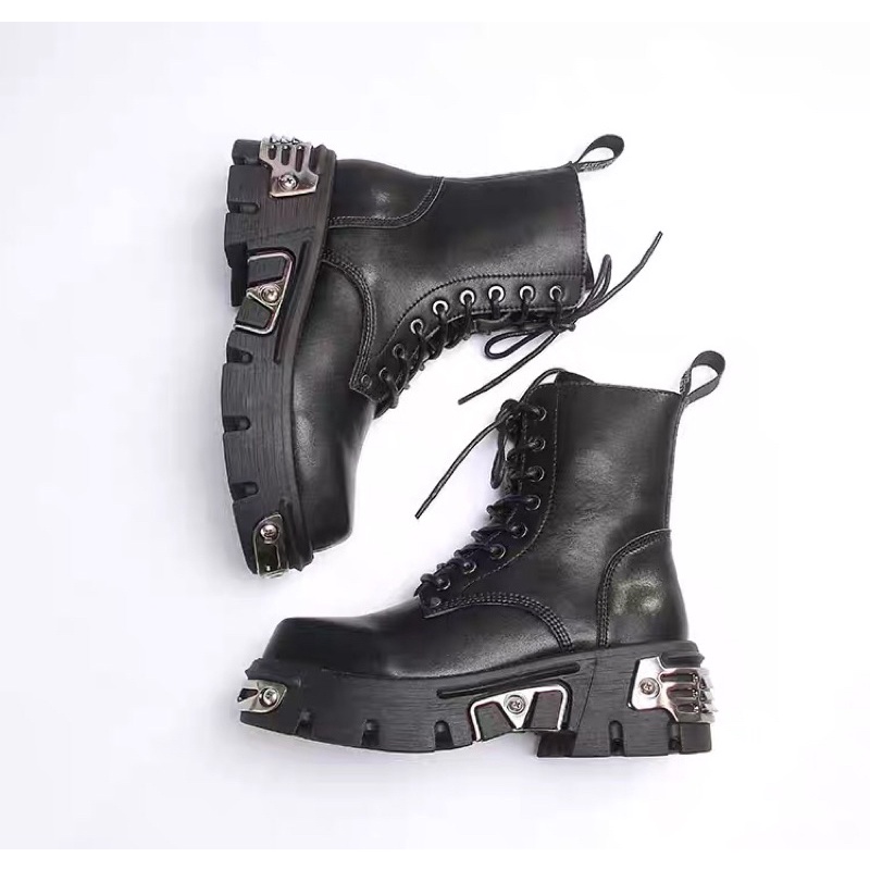 (size nam)Giày da cao cổ đế ghim size nam to, boots đế thô, đế đóng sắt siêu khủng new rock (hàng order không có sẵn) | BigBuy360 - bigbuy360.vn