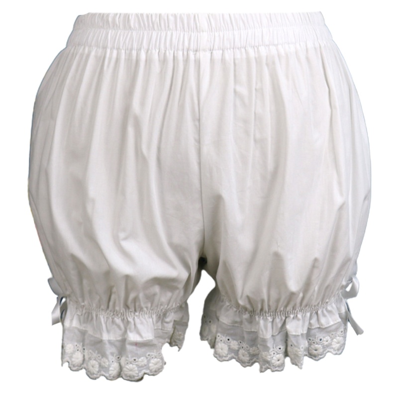 Brroa Quần Ngủ Cotton Phối Ren Hoa Diềm Xếp Nếp Thắt Nơ Phong Cách Gothic Mặc Mùa Hè Cho Nữ