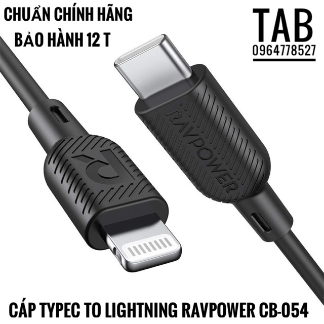 Cáp RavPower TypeC To Lightning - Có MFI (Bảo Hành 12T)