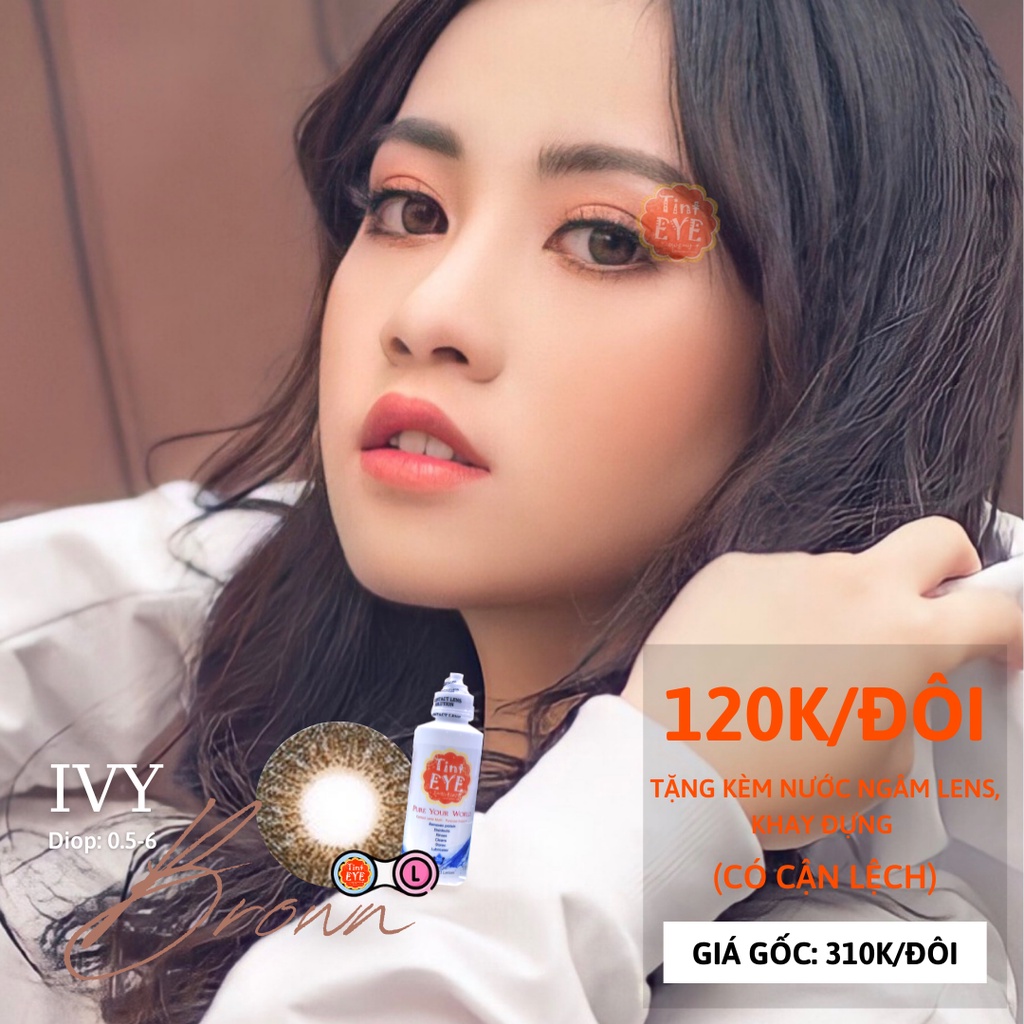 Kính Áp Tròng lvy Brown Sale 60% Tinteye 166S Tặng 1 Nước Ngâm Cao Cấp