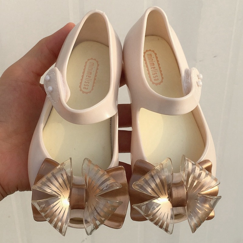 Giày Sandal Đi Biển Đế Bằng Miệng Cá Đính Nơ Mẫu Mới 2021 Cho Bé Gái